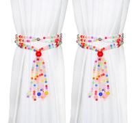 Magnetic Curtain Tiebacks - 2PCS Magnetic Curtain Tie Backs, Tie Backs For Curtains, Curtain Holdbacks, Beaded Curtain Tie Backs Crystal, Beaded Clavicle Necklace Curtain Tie Backs for Living Bedroom