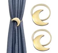 Magnetic Curtain Tiebacks Alloy Moon Curtain Holdbacks Silver/Gold Curtain Tie Backs Curtain Clips Ropes -Set of 2