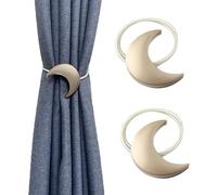 Magnetic Curtain Tiebacks Alloy Moon Curtain Holdbacks Silver/Gold Curtain Tie Backs Curtain Clips Ropes -Set of 2