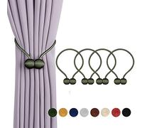 Magnetic Curtain Tiebacks,Modern Curtain Holdbacks Drape Tie Backs Buckles Weave Ropes Holders for Window Draperies (4 Pack, Green)