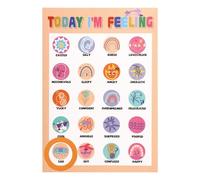 Magnetic Daily Mood Tracker, Bohemia Style Feeling Chart Poster with Magnetic Ring Daily Mood Chart Emotions Chart for Self Reflection & Concern