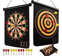 Magnetic Dart Board for Kids, Indoor Outdoor Dart Games with 12pcs Magnetic Darts, Rollup Double Sided Board Game Set for Gifts