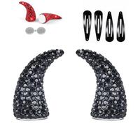Magnetic Devil Horns Rhinestone Horn Hair Clips Halloween Hair，Black