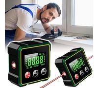 Magnetic Digital Angle Finder with Electronic Laser, 4-Side Magnetic Angle Gauge with Electronic Laser, with LCD Backlight Protractor Inclinometer for Woodworking, Construction and Machinery
