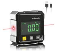 Magnetic Digital Angle Finder with Laser, 4 Side Strong Magnetic Angle Finder Tool with LCD Display USB Rechargeable Digital Spirit Level Digital Angle Gauge Protractor for Woodworking Construction