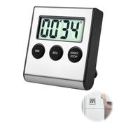 Magnetic Digital Kitchen Timer, Stainless Steel Timer, LCD Display Countdown Clock with Loud Alarm for Cooking, Baking, Classroom Sports Games Max 99 Minutes Auto Shut-Off (Battery Excluded)