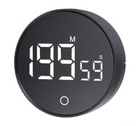 Magnetic Digital Timer with Large LED Screen Visual Countdown Timer 60 Minutes Adjustable Brightness and Volume for Kitchen and Sports Use (Black)