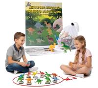Magnetic Dinosaur Chess Game for Kids, 20 Pcs Magnet Dinosaur Stones Board Game with Adjustable String & Storage Pouch, Travel Magnetic Strategy Games for Family Indoor Outdoor