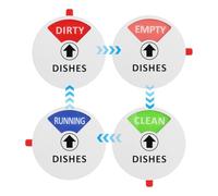 Magnetic Dishwasher Status Sign 4 Position Reversible, Clean/Dirty/Empty/Running Indicator Universal Acrylic Flip Magnet for All UK Dishwashers Kitchen Organisation Essential Accessory