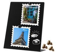 Magnetic Display Board - Desktop Metal Memo Board for Notes & Photos, 11x9.8 Inch Small Black Magnetic Bulletin Board, Includes Clips for Office, Room Decor (11 * 12.6inch, Count, 2)