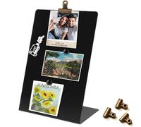 Magnetic Display Board - Desktop Metal Memo Board for Notes & Photos, 11x9.8 Inch Small Black Magnetic Bulletin Board, Includes Clips for Office, Room Decor (9.8 * 13.7inch, Count, 4)