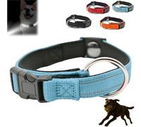 Magnetic Dog Collar, Double-Layer Fabric with Breathable & Reflective Design, Adjustable Magnetic Collar for Senior Dogs, Quick-Release Heavy-Duty Buckle (Blue)