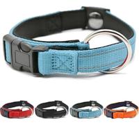 Magnetic Dog Collar, Durable Material Heavy-Duty Buckle, Reflective Design for Night Safety, Double-Layer Fabric with Breathable for Senior Dogs, Waterproof Leash Set for Pet Protection (Blue)