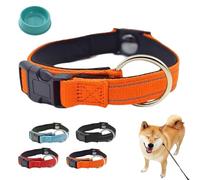Magnetic Dog Collar, Magnetic Safety Reflective Dog Collar, Adjustable Nylon Pet Waterproof Traction Collar, Double-Layer Breathable Fabric, Anti-Static, for Most Dogs (Orange)