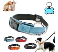 Magnetic Dog Collar, Magnetic Safety Reflective Dogcollar, Breathable Fabric, Adjustable Design, Waterproof, Suitable For Small Medium (BLUE,Without rope)