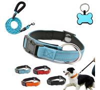Magnetic Dog Collar, Magnetic Safety Reflective Dogcollar, Breathable Fabric, Adjustable Design, Waterproof, Suitable For Small Medium (BLUE,With rope)