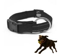 Magnetic Dog Collar, Reflective Adjustable Collar, Double-Layer Fabric with Breathable and Reflective Design, with Quick-Release Magnetic Buckle, for Senior Dogs (Black)