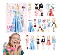 Magnetic Dolls - 6 Inch Dress Up Toy | Paper Sticker Book - Princess Magnetic Puzzle With Safe Burr Free Design Portable Fun For Girls Ages 4 5 6, Ideal For Christmas Gifțs Travel And Playtime