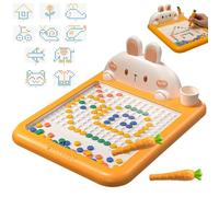 Magnetic Doodle Board, Magnetic Drawing Board 8x11x3 Inch Rabbit Dot Art with Dot Beads Pattern Booklets Pen Doodle Educational for Kids Gifts