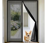 Magnetic Door 135 x 200 cm Heavy Duty Bug Mesh Curtain with Powerful Magnets and Full Frame Hook&Loop, No Gap, Keep Bugs Out Lets Fresh Air in, Kid and Pet Friendly, Black