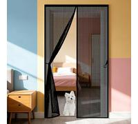 Magnetic Door 155 x 60 cm Screen Mesh Insect Protection Door with Powerful Magnets and Full Frame Hook&Loop, No Gap, Keep Bugs Out Lets Fresh Air in, Kid and Pet Friendly, Black