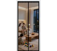 Magnetic Door 220 x 120 cm Magnetic Insect Door Screen with Powerful Magnets and Full Frame Hook&Loop, No Gap, Keep Bugs Out Lets Fresh Air in, Kid and Pet Friendly, Black