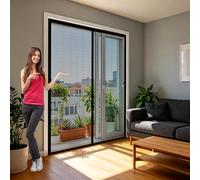 Magnetic Door 240 x 150 cm Keep Bugs Out Lets Fresh Air in, with Powerful Magnets and Full Frame Hook&Loop, No Gap, Heavy Duty Anti Mosquito Fly Curtain Kid and Pet Friendly, Black