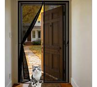 Magnetic Door 56 x 190 cm Heavy Duty Magnetic Mesh Curtain with Powerful Magnets and Full Frame Hook&Loop, No Gap, Keep Bugs Out Lets Fresh Air in, Kid and Pet Friendly, Black