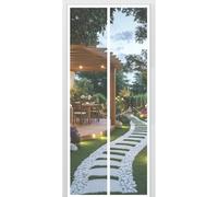 Magnetic Door 76 x 242 cm Heavy Duty Bug Mesh Curtain with Powerful Magnets and Full Frame Hook&Loop, No Gap, Keep Bugs Out Lets Fresh Air in, Kid and Pet Friendly, White