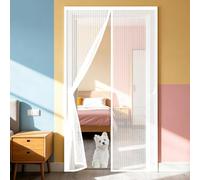 Magnetic Door 81 x 150 cm Screen Mesh Insect Protection Door with Powerful Magnets and Full Frame Hook&Loop, No Gap, Keep Bugs Out Lets Fresh Air in, Kid and Pet Friendly, White