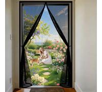 Magnetic Door 87 x 200 cm Magnetic Door Curtains Fly Screen with Powerful Magnets and Full Frame Hook&Loop, No Gap, Keep Bugs Out Lets Fresh Air in, Kid and Pet Friendly, Black