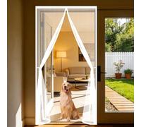Magnetic Door 97 x 188 cm Anti Mosquito Mesh Fly Curtain with Powerful Magnets and Full Frame Hook&Loop, No Gap, Keep Bugs Out Lets Fresh Air in, Kid and Pet Friendly, White