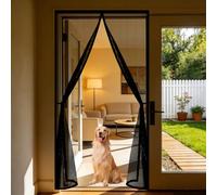 Magnetic Door 97 x 239 cm Anti Mosquito Mesh Fly Curtain with Powerful Magnets and Full Frame Hook&Loop, No Gap, Keep Bugs Out Lets Fresh Air in, Kid and Pet Friendly, Black