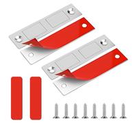 Magnetic Door Catch,2 Pack Ultra Thin Self Adhesive Drawer Magnets Silver Wardrobe Strong Magnetic Door Catch Stainless Steel Magnetic Latches for Cupboard, Wardrobe, Sliding Doors Closet
