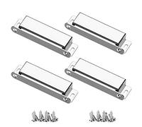 Magnetic Door Catch, 27KG Cupboard Cabinet Magnets Heavy Duty 4 Pack, Strong Stainless Steel Wardrobe Latches with Screws for Kitchen Drawer Closet Door Closures Closer, 95mm