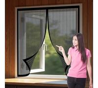 Magnetic Door Curtain 101 x 120 cm Keep Pets Indoor, Allow Fresh Air Flow, Hands-Free Fly Screens Doors Nets with Powerful Magnets for Living Room, Bedroom, Patio, Black