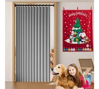 Magnetic Door Curtain 101 x 171 cm Blackout, Thermal, Energy Saving, Soundproof, Dividers Closet Pleated Folding Doorway Curtain for Closet Without Door Bedroom Bathroom, Grey