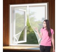 Magnetic Door Curtain 113 x 84 cm Keep Pets Indoor, Allow Fresh Air Flow, Hands-Free Fly Screens Doors Nets with Powerful Magnets for Living Room, Bedroom, Patio, White