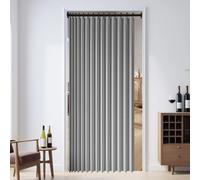 Magnetic Door Curtain 118 x 105 cm Thermal Noise Reducing Dim Out, Sound, Isolate Oil Smoke Accordion Style Doors Curtain for Bedroom Room Living Room Doorway, Grey