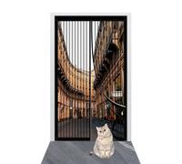 Magnetic Door Curtain 120 x 213 cm Easy to Install Without Drilling Fly Screen for Doors Automatically Closes/Keep Open Feature for Home Office Balcony Patio Garden, Black