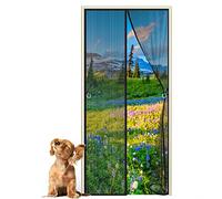 Magnetic Door Curtain 120 x 220 cm Heavy Duty Mesh Curtain Screen Mesh Curtain for Keep Bugs Fly Out (Black)