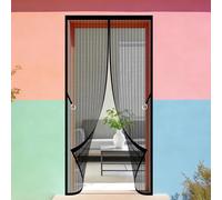 Magnetic Door Curtain 126 x 265 cm No Drill Installation Magic Paste Curtains Keeping Out Flies Bug Suitable for Balcony, Terrace, Cellar, Bedroom and Sliding Room, Black