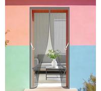 Magnetic Door Curtain 131 x 258 cm No Drill Installation Magic Paste Curtains Keeping Out Flies Bug Suitable for Balcony, Terrace, Cellar, Bedroom and Sliding Room, Grey