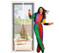 Magnetic Door Curtain 132 x 259 cm No Drill Installation Screen Door Fly Screen Keep Bugs Out Lets Fresh Air Suitable for Patio Room Balcony Bedroom, White
