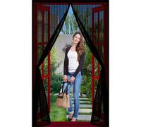 Magnetic Door Curtain 69 x 220 cm with Powerful Magnets and Full Frame Hook&Loop, No Gap, Keep Bugs Out Lets Fresh Air in, Magnetic Door Curtains, Mosquito Screen Doors Kid and Pet Friendly, Black