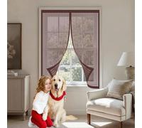 Magnetic Door Curtain 70 x 82 cm Keep Pets Indoor, Allow Fresh Air Flow, Hands-Free Fly Screens Doors with Powerful Magnets for Balcony, Terrace, Cellar, Brown