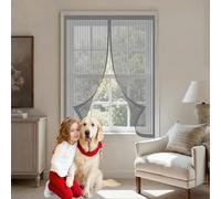 Magnetic Door Curtain 77 x 74 cm Keep Pets Indoor, Allow Fresh Air Flow, Hands-Free Fly Screens Doors with Powerful Magnets for Balcony, Terrace, Cellar, Grey