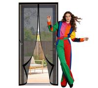 Magnetic Door Curtain 80 x 255 cm No Drill Installation Screen Door Fly Screen Keep Bugs Out Lets Fresh Air Suitable for Patio Room Balcony Bedroom, Black