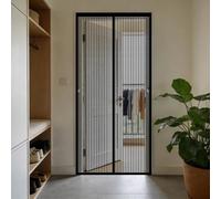 Magnetic Door Curtain 80 x 55 cm Mesh Curtain Anti Mosquito with Powerful Magnets and Full Frame Hook&Loop, No Gap, Keep Bugs Out Lets Fresh Air in, Kid and Pet Friendly, Black