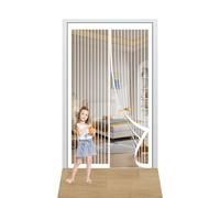 Magnetic Door Curtain 82 x 196 cm Keep Bugs Out & Lets Fresh Air in Fly Screen for Doors Easy to Install Suitable for Patio Doors Balcony Bedroom, White